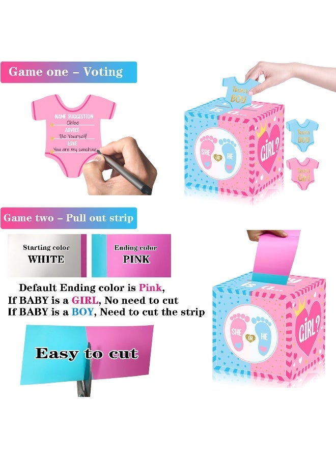 hongpar Baby Gender Reveal Pull Out Game , Voting Box with 60 Ballot Cards, Boy or Girl, Party Supplies,Pink and Blue - Image 2